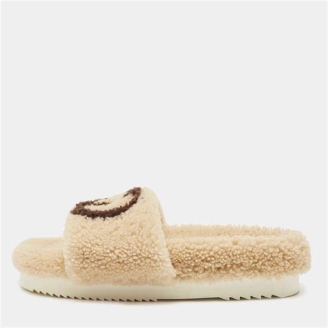 gucci interlocking g shearling wedges|gucci rubber slide sandals.